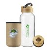 Glass Bottles with Bamboo Lid and Eco Sleeve, 1 liter - Image 2