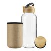 Glass Bottles with Bamboo Lid and Eco Sleeve, 1 liter - Image 4