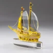 Golden Boat Shaped Memento in Metal with Glass Base in Luxury Box - Image 3