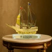 Golden Boat Shaped Memento in Metal with Glass Base in Luxury Box - Image 2
