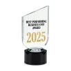 Crystal Trophy Round Black Base in Premium Fiber Box, Gold Lock Closure - Image 5