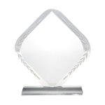 Rhombus Shaped Crystal Awards with Engraved Design & Box