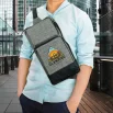 Sling Crossbody Bags in Grey and Black Polyester Material - Image 2