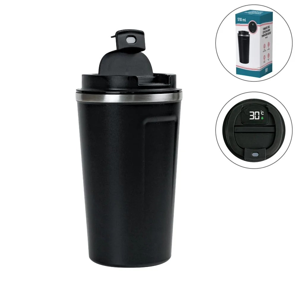 Temperature-Display-Black-Tumbler-TM-039-Blank.webp LED Temperature Display Black Tumblers Stainless Steel 510ml - Image 1