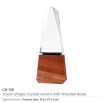Tower Shaped Crystal Awards with Wooden Base - Image 3